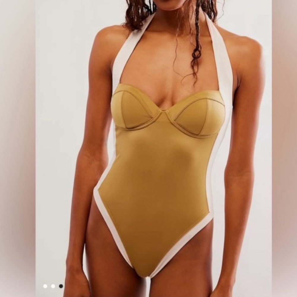 NWT Free People x We Are HAH Pull It Thru Bodysuit Swimsuit One Piece Shroom S